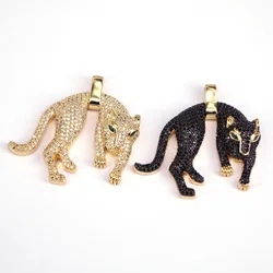 5PCS, 2022 Trendy CZ Leopard Pendant Copper Gold Plated Crystal Zircon Necklace Pendant for Jewelry Making Lucky Gift