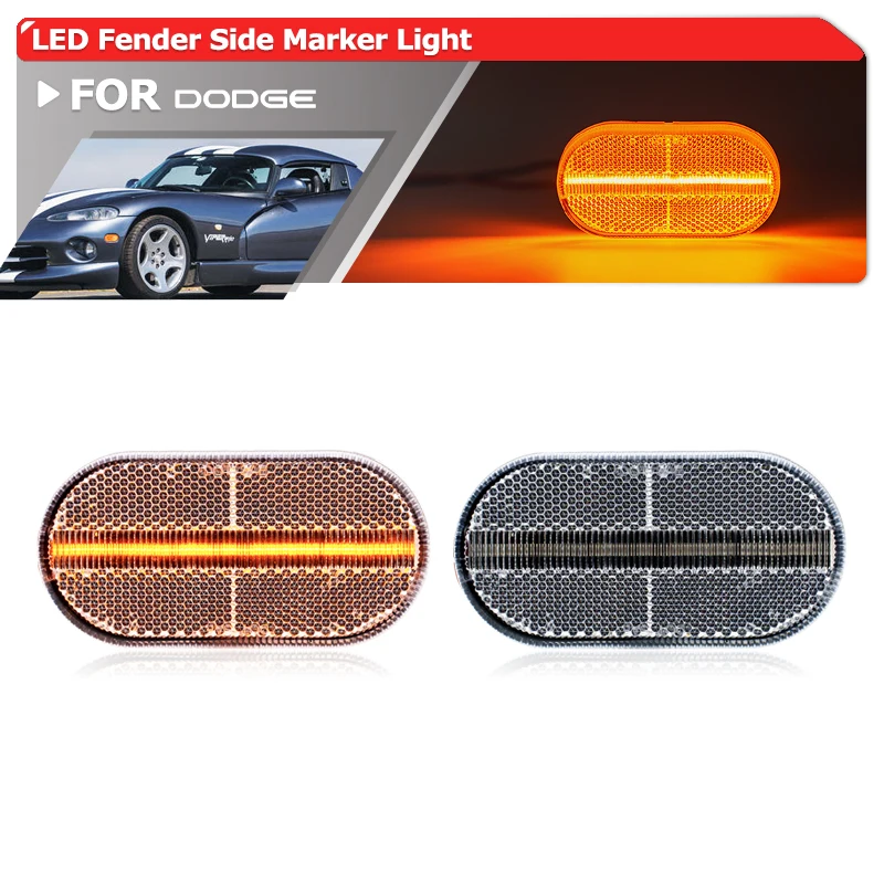 

Fits For Dodge Gen1 Viper SR I 1992-1995 SR II 1996-2002 Front Bumper LED Fender Side Marker Lights Turn Signal Reflector Lamps