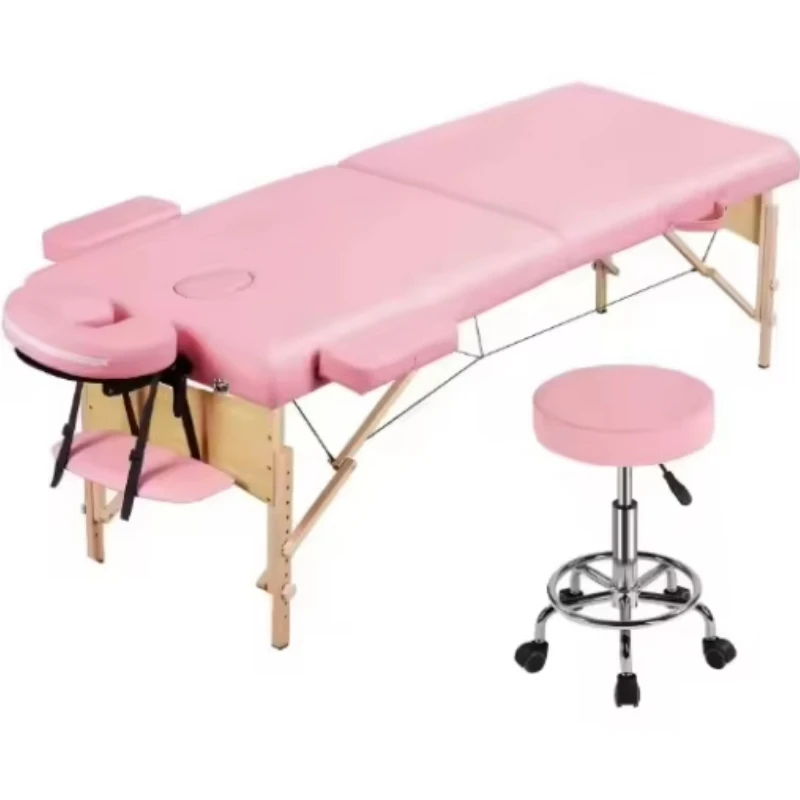 Luxury foam pink portable wooden massage bed eyelash stretcher eyelash bed portable massage bed