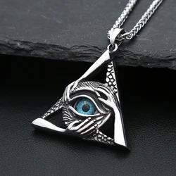 Vintage Stainless Steel Evil Eye Pendant Necklace For Men Women Egyptian Pharaoh Patron Saint Amulet Necklaces Fashion Jewelry