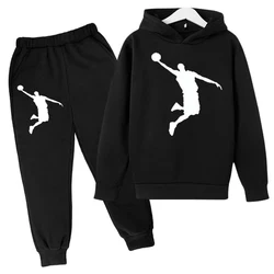 New Kids Hoodie Basketball Wear Brand Clothing Girls Boys Baby 3-13Y Top/Pants 2P Outdoor Game Training Party Jogging Casual Set