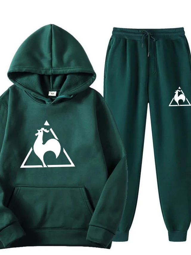 

Couple Hooded Sweatirt Set Printed Casual Sportswear Long Sve Long Pants for Men And Women Autumn Season Faion