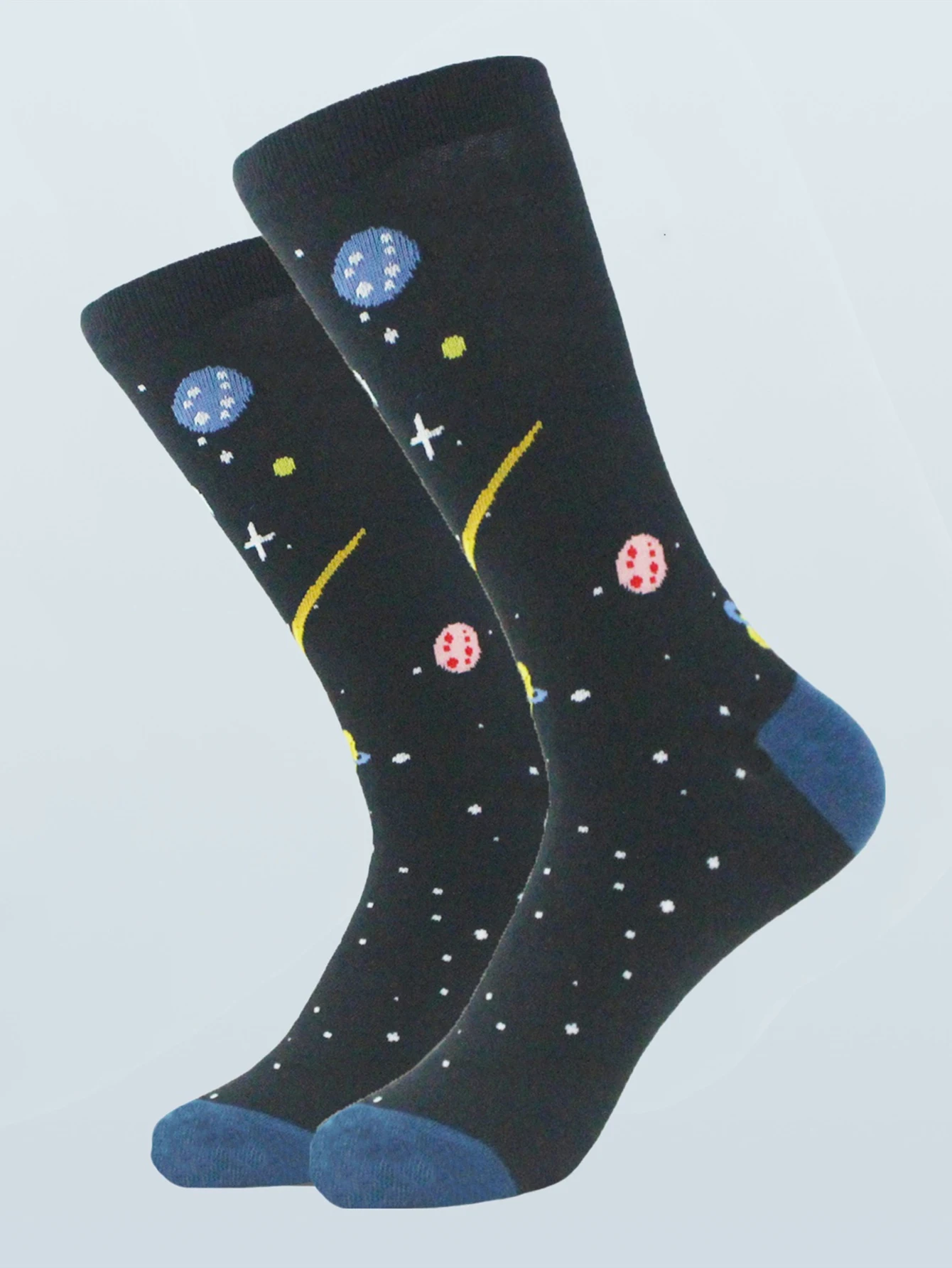 1 Pairs Fashion Mid Long Men\'s Cotton Socks Hip Hop Harajuku Funny Socks Star Rocket AirShip Astronaut Skateboard Happy Socks