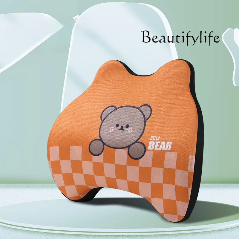 A pair of high-end cartoon car headrests and neck pillows  car seats, waist rests, memory cotton, car use