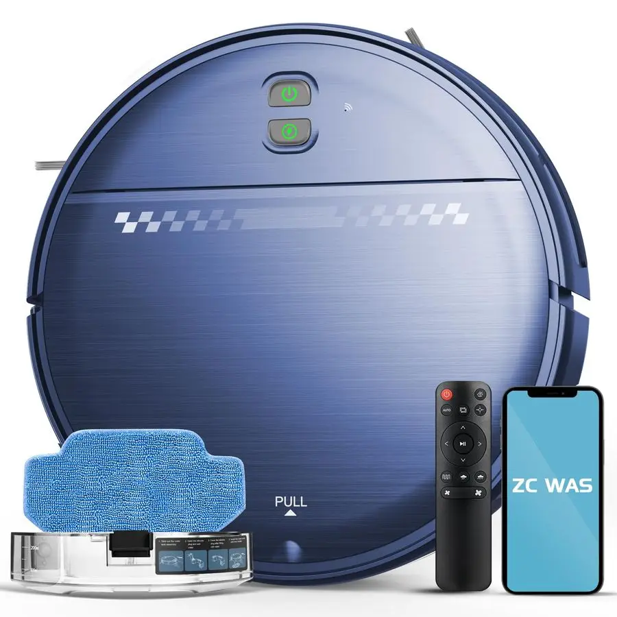 Vacuum and Mop Combo, 2in1 Robot Vacuum Cleaner, Perfect for Pet Hair, Hard Floor and Carpet, AntiBump, AntiFall, App, Voice and