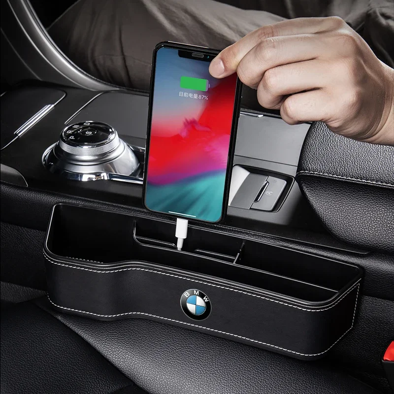 Car Leather Cup Holder Seat Organizer Holder Multifunctional Organizer For BMW 5 6 7 X6 F Series F01 F02 F10 F12 F15 F16 F25 F26