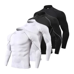 Men's Turtleneck Compression Long Sleeved Sports Fitness Tight T-shirt Running Casual Quick dry Long-Sleeved Spring and Autumn