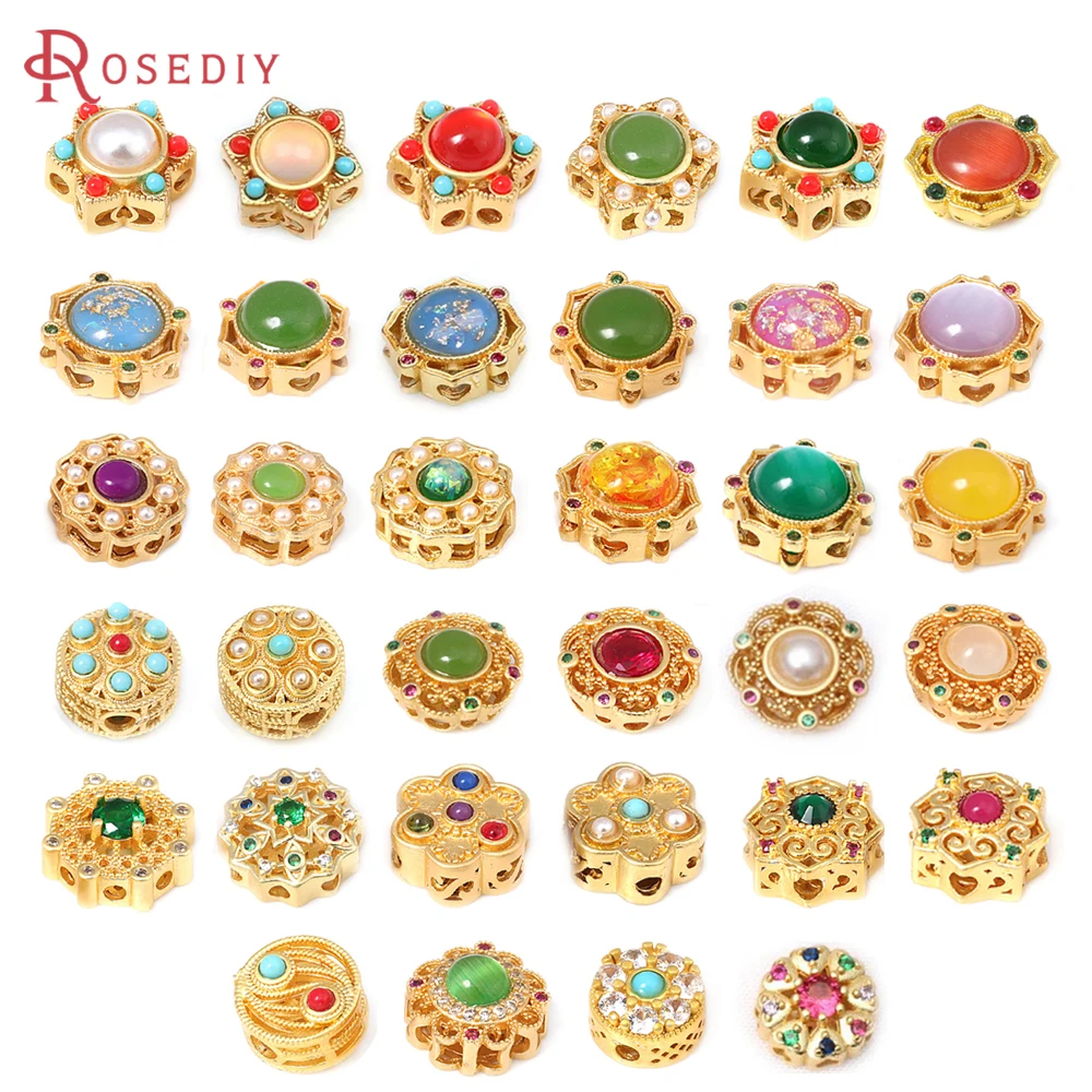 5PCS Matte Gold Color Brass Colorful Nepalese Beads Bracelets Beads Diy Jewelry Accessories Making Rosediy official-website