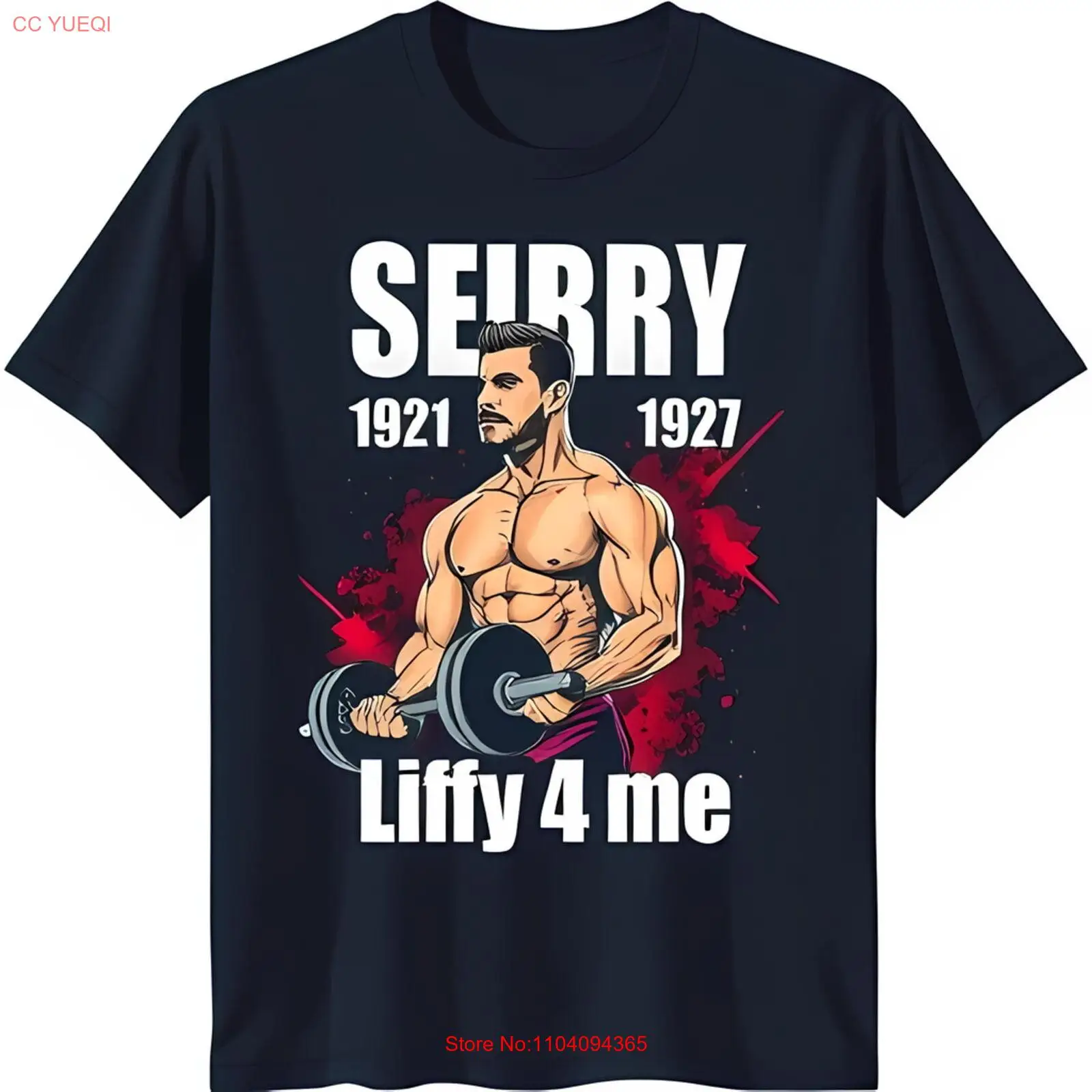 Muscular Weightlifter Graphic T-Shirt 'Seirry 1921 1927 Liffy 4 Me' Design on