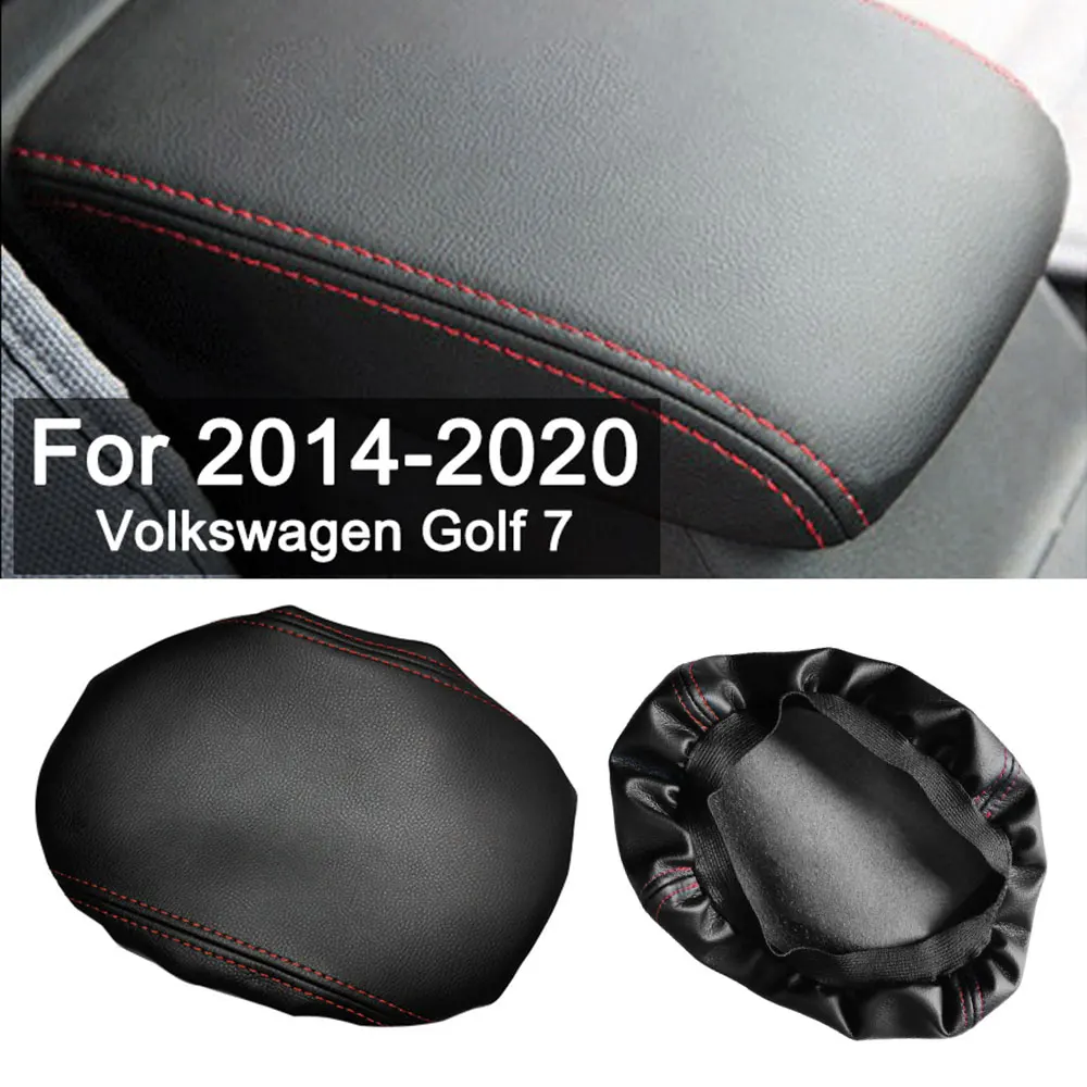 For VW Golf 7 MK7 2014-2020 PU Leather Car Armrest Cover Trim Center Console Latch Lid Protector Cap Interior Car Accessories