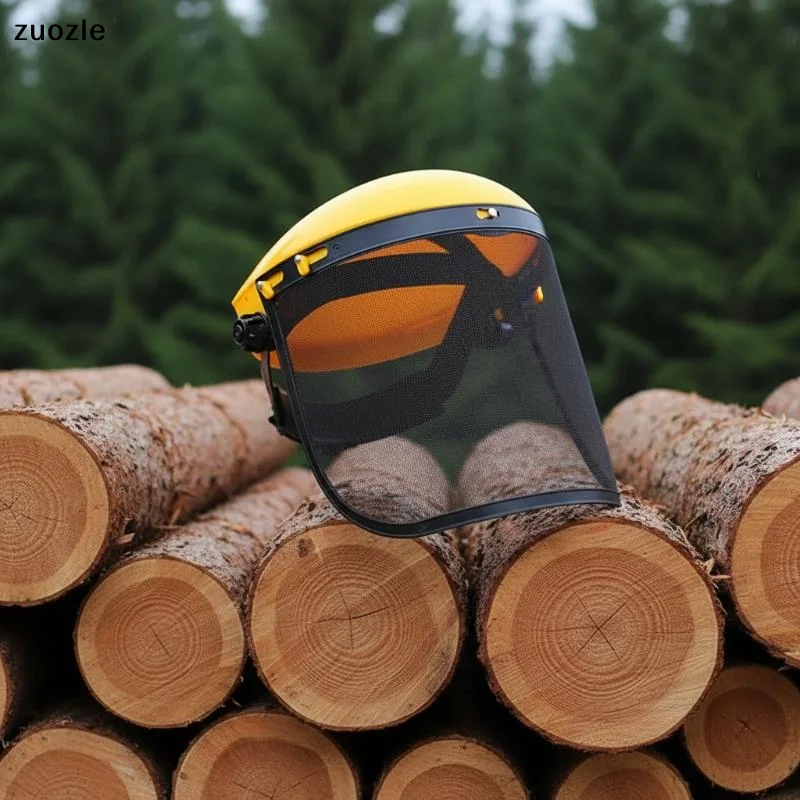 1PC Garden Grass Trimmer Weed Wacker Safety Helmet Hat With Full Face Mesh Mask For Logging Brush Cutter Forestry Protection