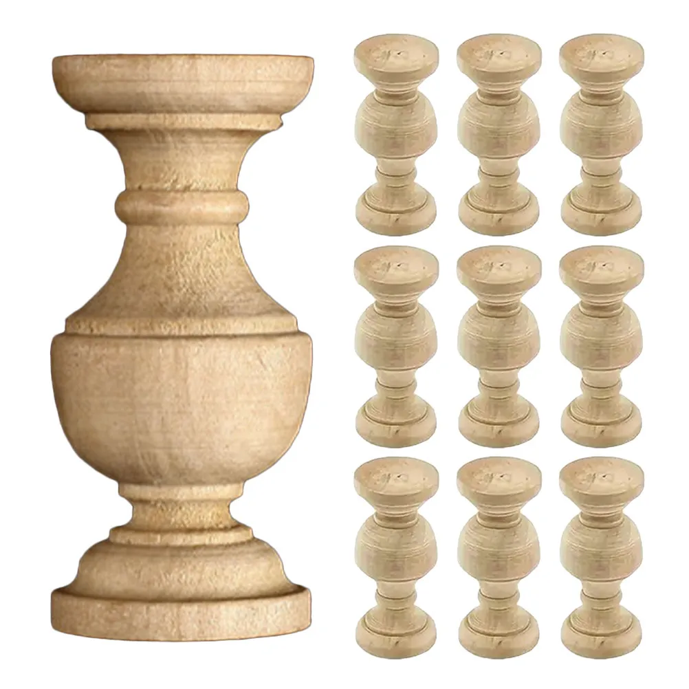 10Pcs Unfinished Wood Spindles Decorative Furniture Columns for DIY Woodworking Projects Wine Cabinet Bed Frame Home Decor