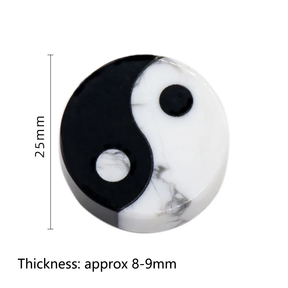 Natural Black Obsidian White Howlite Yinyang Taichi Gemstone Eight Diagrams Ornament Healing Crystals Pendant Home Decoration