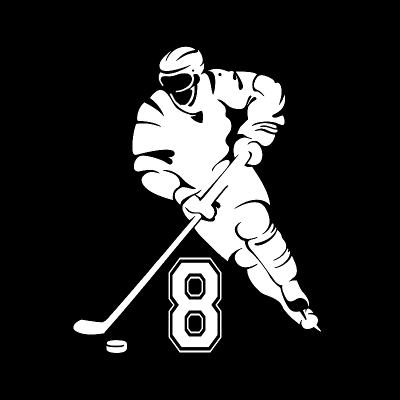 Car Stickers Unique Personality Hockey Player Decoration Decal Creative Sunscreen Waterproof Black and White, 16cm*13cm