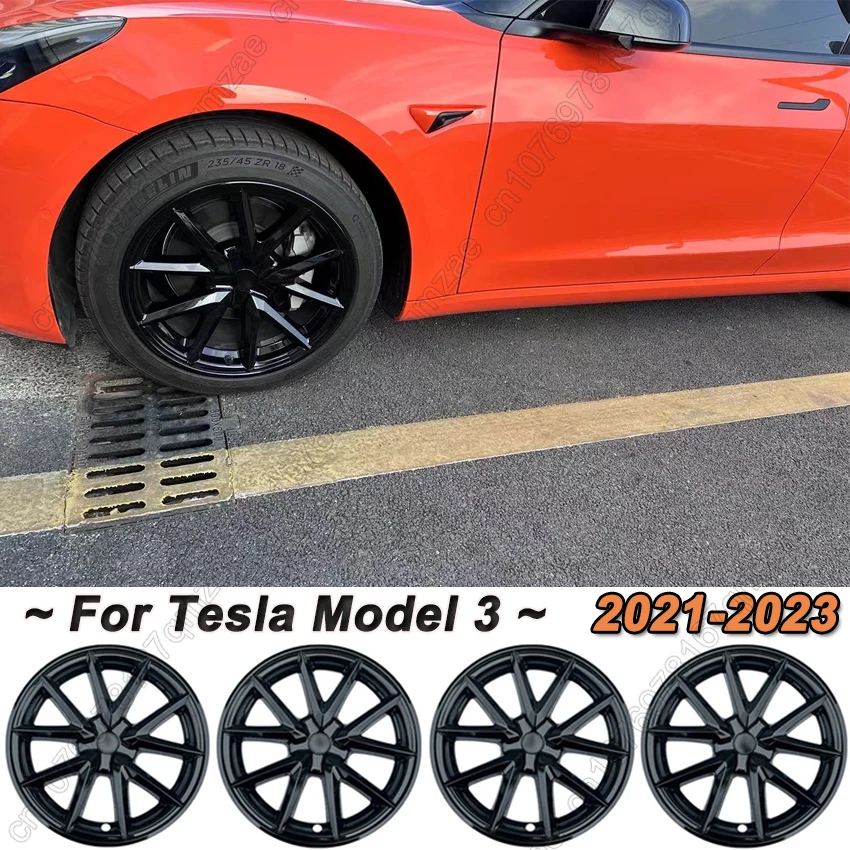 Sport Style HubCap 18 Inch For Tesla Model 3 2021-2023 4PCS 18-Inch Wheel Cap Kit Original Car erformance Replacement