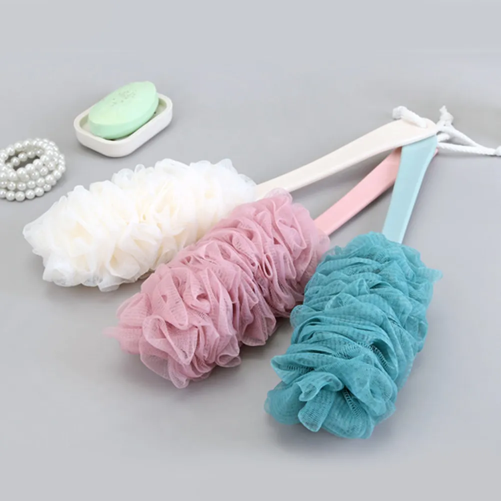 

Набор из 3-х массажных щеток для душа с длинной ручкой, сетчатые, белые, синие, розовые, с мягкой текстурой, для массажа тела и очищения спины