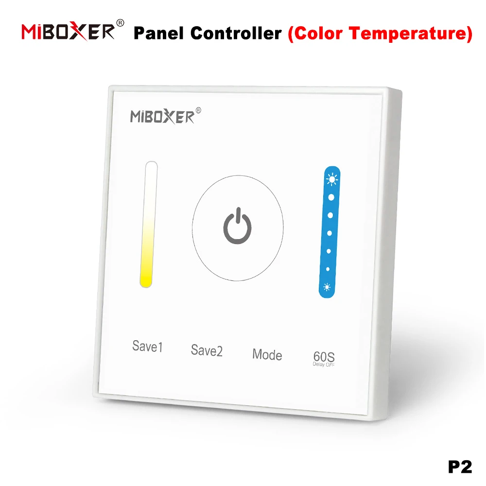 

MiBoxer P2 DC12-24V 2.4GHz 86Touch Color temperature Switch Panel Dimmer Adjust Brightness Led Controller for Led Strips/FCOB