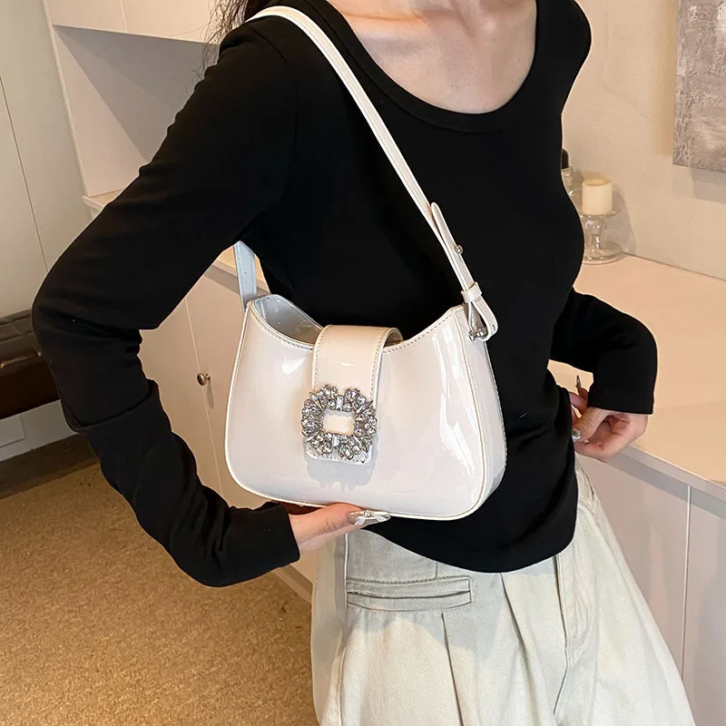 Luxury Shoulder Bags for Women 2024 Elegant Handbags Purse Chic PU Leather Solid Color Design Wedding Top Handle Clutch