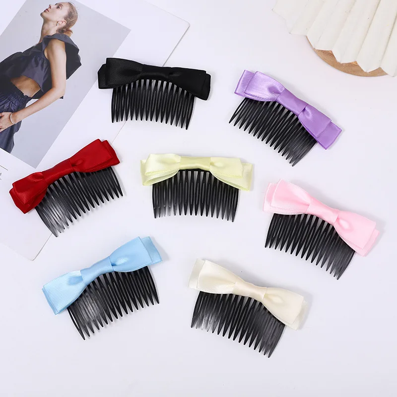 New Fabric Cute Bow Hair Comb Women Korean Simple Hairpin Elegant Joker Outdoor Fashion Comb Clips Girls Hair Accessories