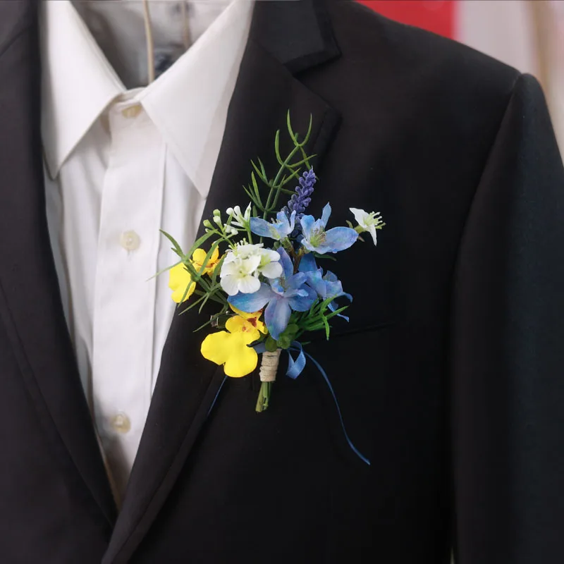 

Korean wedding Mori blue sister group corsage woman sends kiss wedding best man bridesmaid corsage advanced sense simple