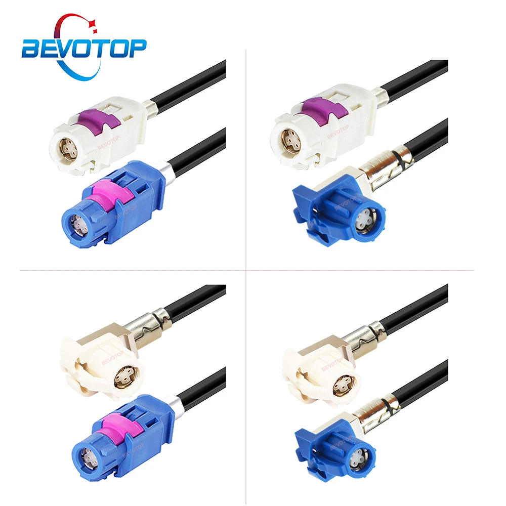 BEVOTOP LVDS HSD Cable Code B to Code C White to Blue Female Jack 4 Core 535 Cable LVDS Wire Harness for GPS Carplay