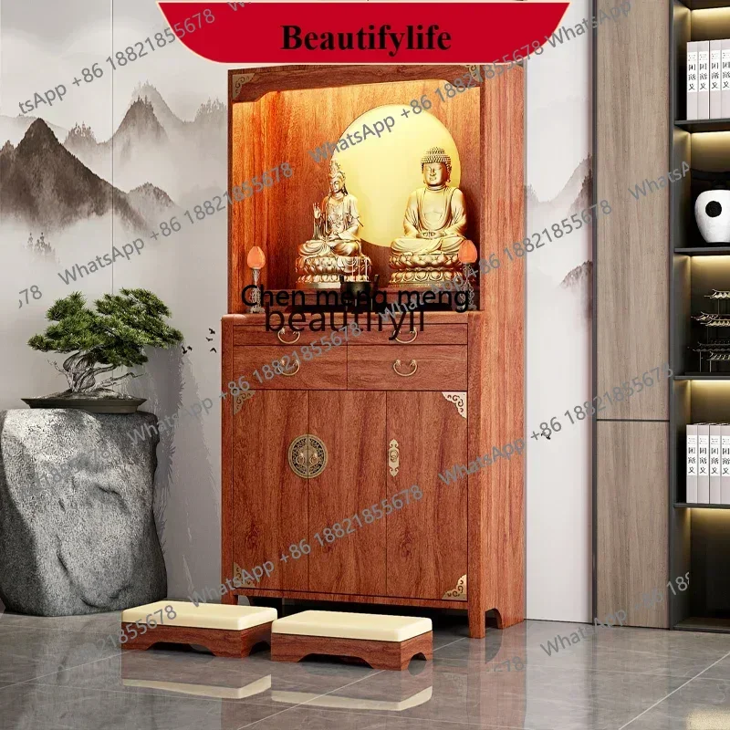 z183  Chinese Style Clothes Closet Household Altar Solid Wood Buddha Cabinet God of Wealth Cabinet Altar Buddha Shrine Househ