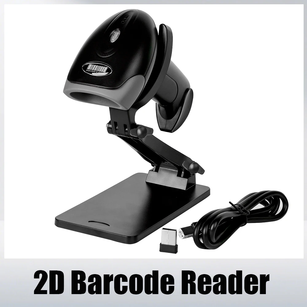 Wireless / Wired Barcode Scanner with Holder, Bar Code Scanner 2.4G Wireless & USB Wired Plug and Play Handheld Bar Code Reader