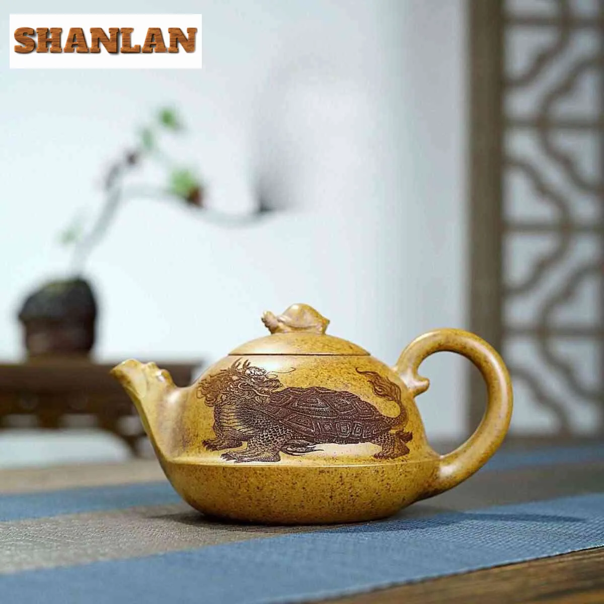 

440ml Yixing Purple Clay Teapots Handmade Dragon Turtle Pot Raw Ore Hyperthermy Section Mud Tea Brewing Kettle Zisha Teaset Gift
