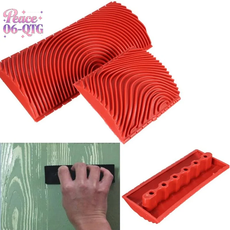 New 2Pcs/set Rubber Roller Brush Painting Tools Imitation Wood Graining Wall Painting Home Decoration Art Embossing DIY Graining