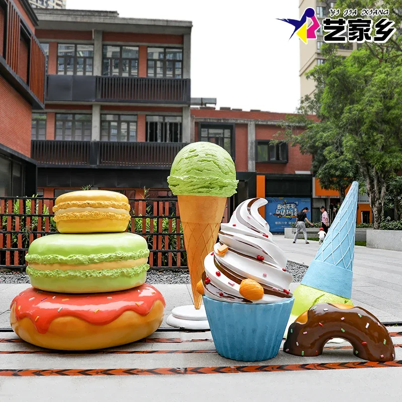 Internet celebrity sculpture milk tea dessert shop entrance decoration ice cream donut cone ice cream model shopping mall