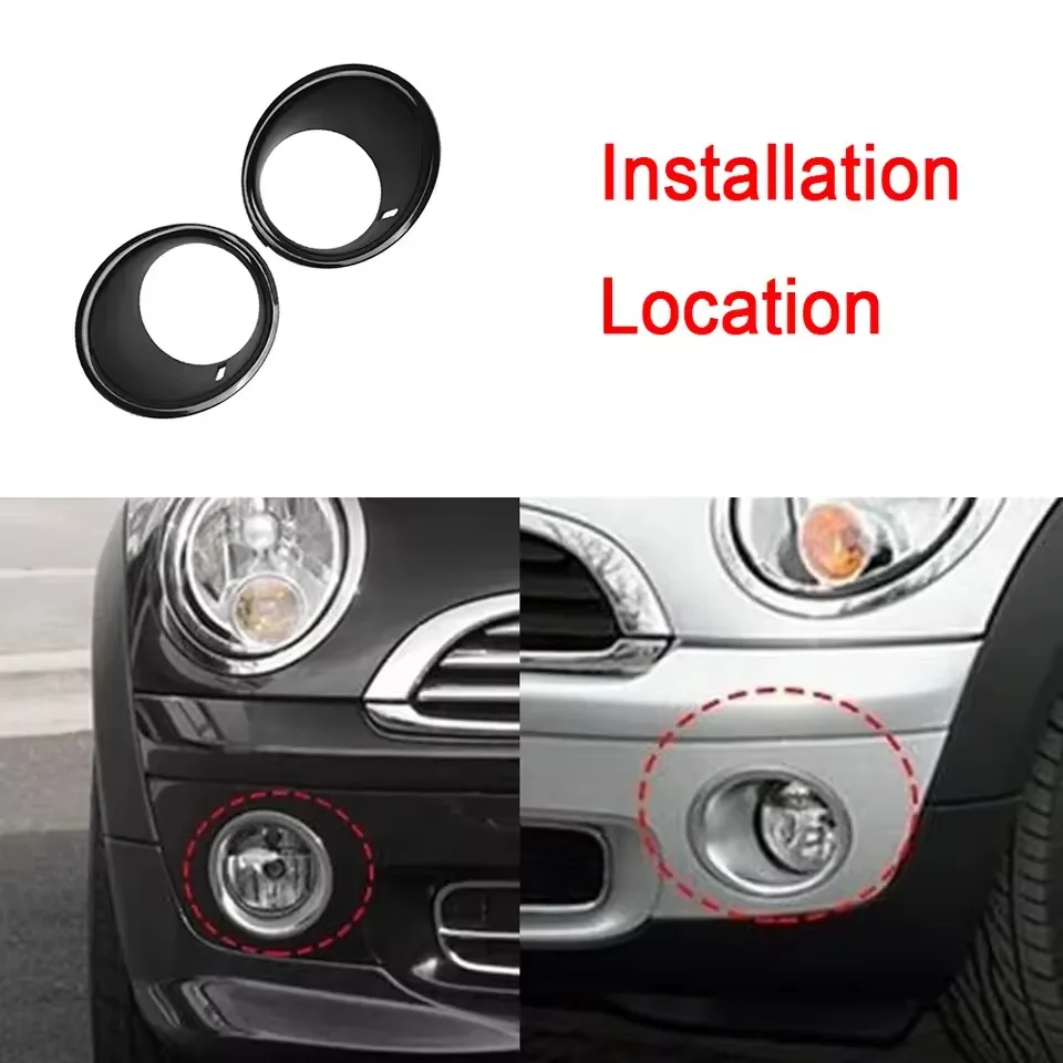 

For BMW Mini Cooper R55 R56 R57 2007-2011 Glossy Black Front Fog Light Lamp Cover 51112753661 51112753662 Car Accessories