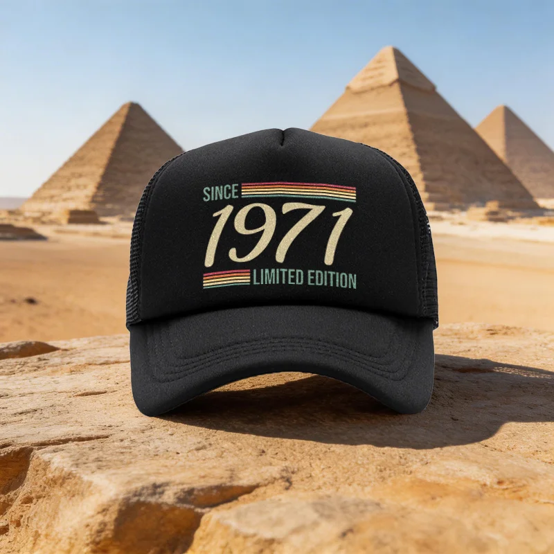 1pcs Suitable for All Regions Unisex Adjustable Duckbill Baseball Cap - Lightweight Mesh Retro 1971 Vintage Stripe Limited Editi
