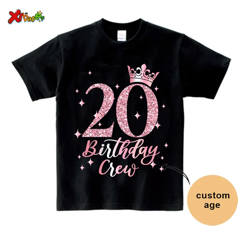 30th Birthday Queen Shirt Family Matching Outfit Pink Crown Birthday Crew Shirt 20th Party Custom Name Shirt 40th Birthday Squad