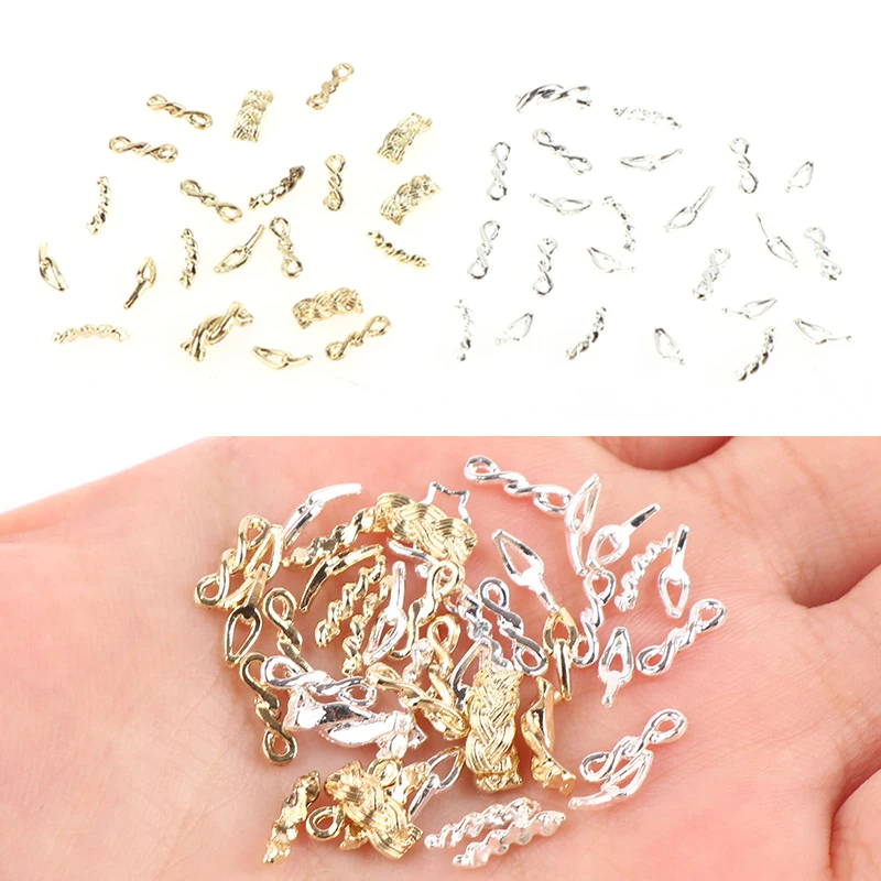 Breloques en métal 3D pour ongles, or et argent, anneau d'art d'ongle, décoration de volume strucPunk, accessoires Kawaii, bijoux, 10 pièces, 20 pièces