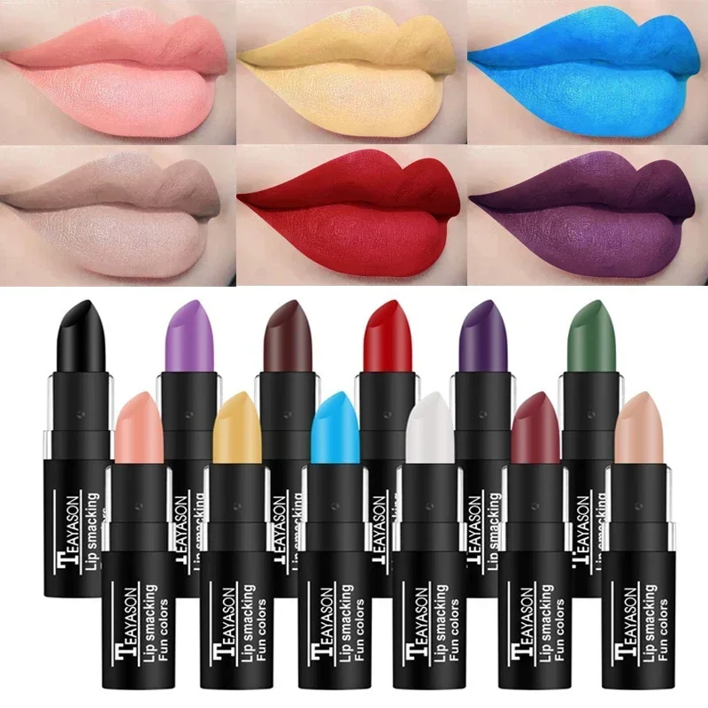 Rossetto opaco in velluto impermeabile di lunga durata nero bianco viola Sexy pigmento lucidalabbra natale Halloween trucco cosmetici