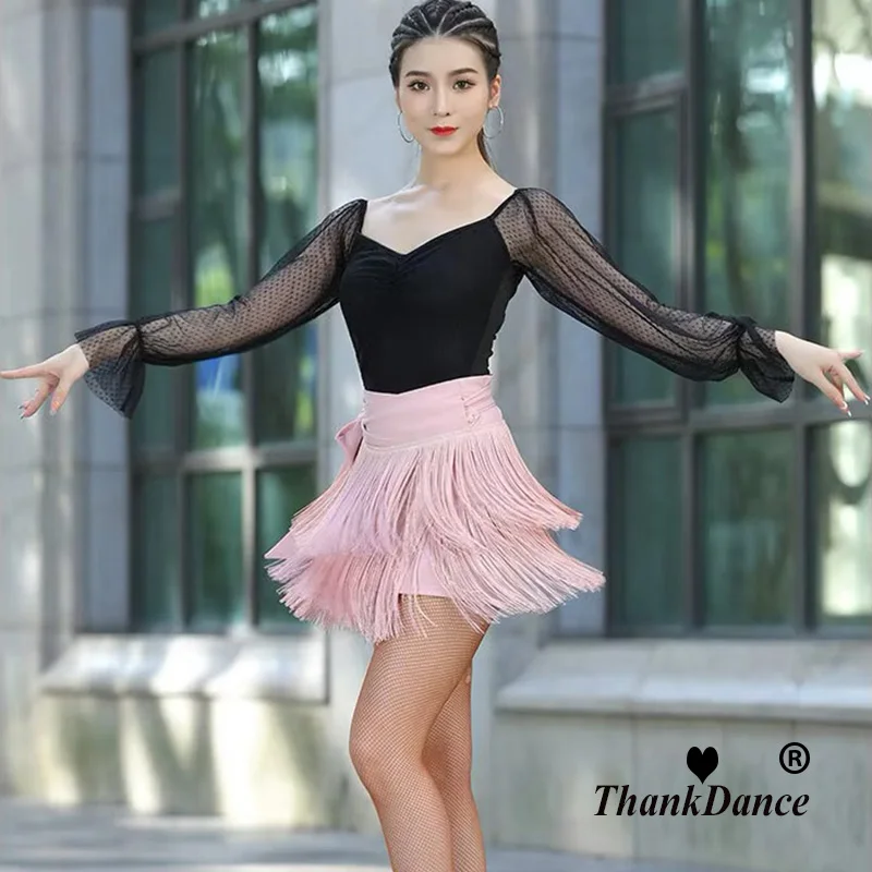 

Хип-шарф для латинских танцев, юбки для латинских бальных танцев для женщин, танго, сальса, шарф с бахромой, румба, нерегулярный подол, танцевальная одежда