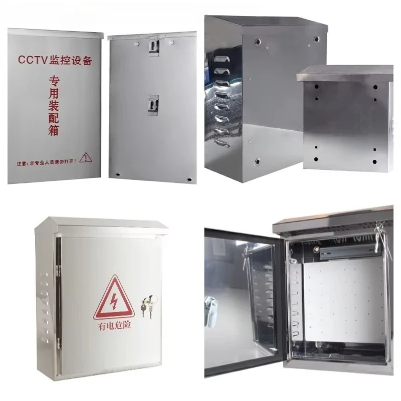 Stainless Steel Monitoring Waterproof Distribution Box, Outdoor Wiring Box with Lock, Outdoor Monitoring Equipment Rainproof Box