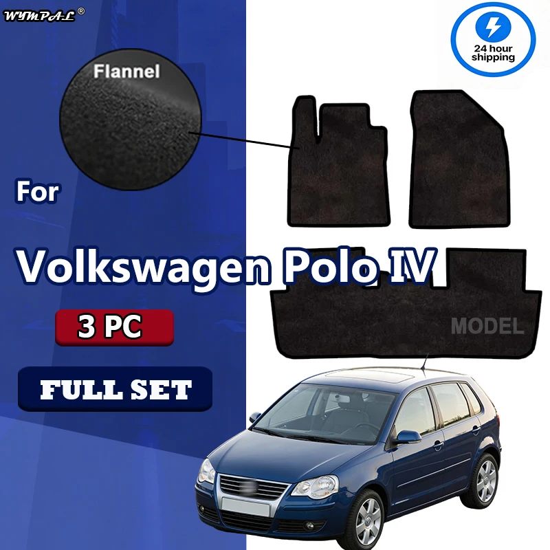 

Flannel Velour rugs set for Volkswagen Polo IV 9N hatchback (2001 2002 2003-2009) -Black
