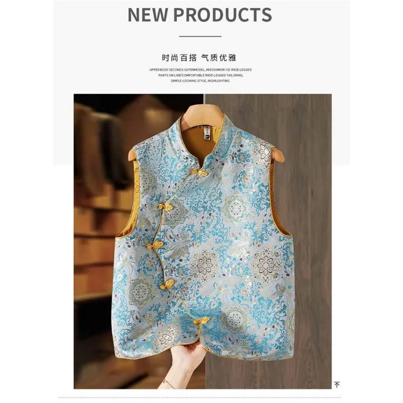 

Жилет в китайском стиле, жаккардовый жилет, новый национальный стиль, ретро 2025, топ без рукавов, весенне-осеннее пальто