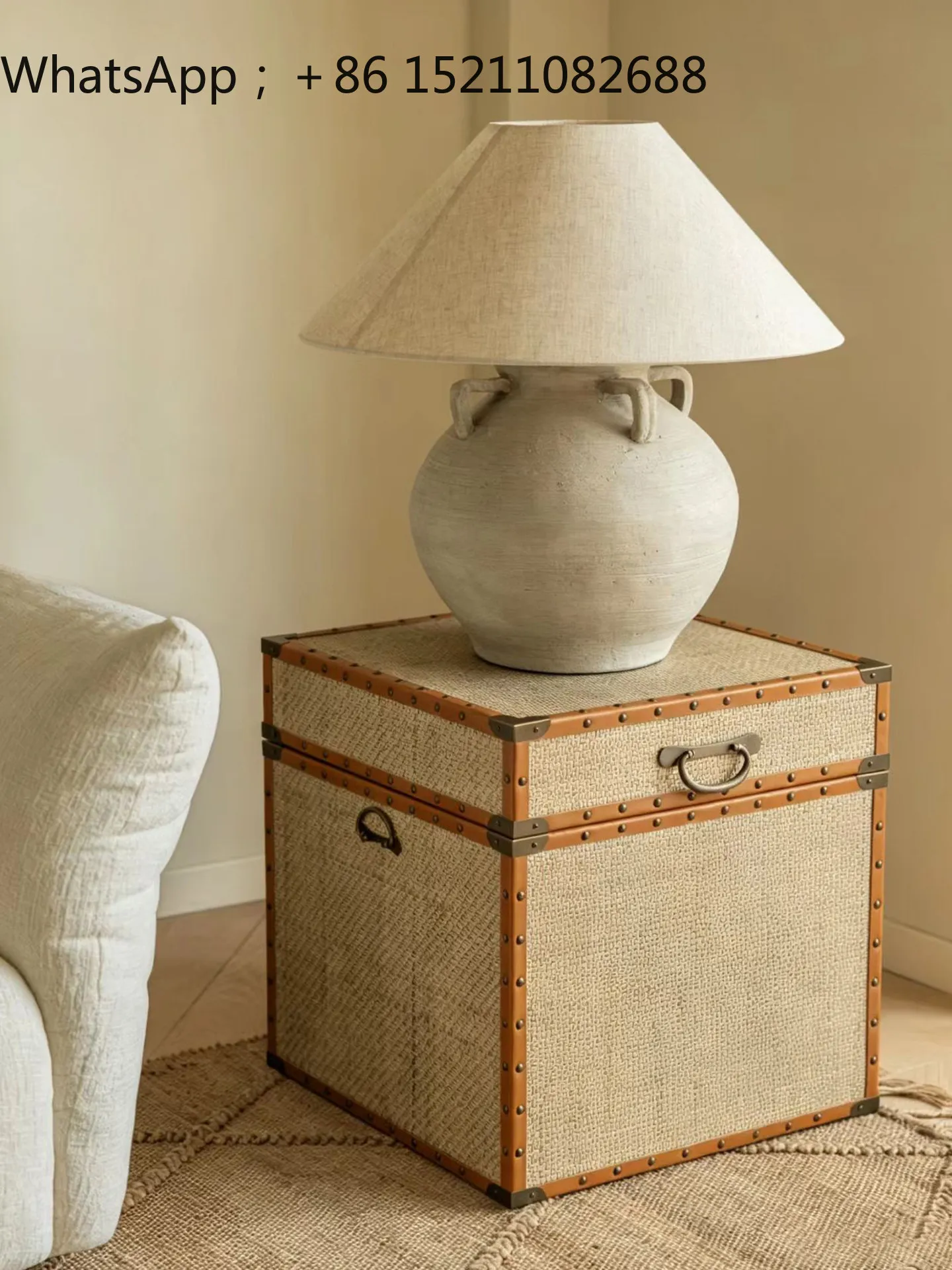 LLY retro rattan storage box edge corner sofa side cabinet household bedroom storage box