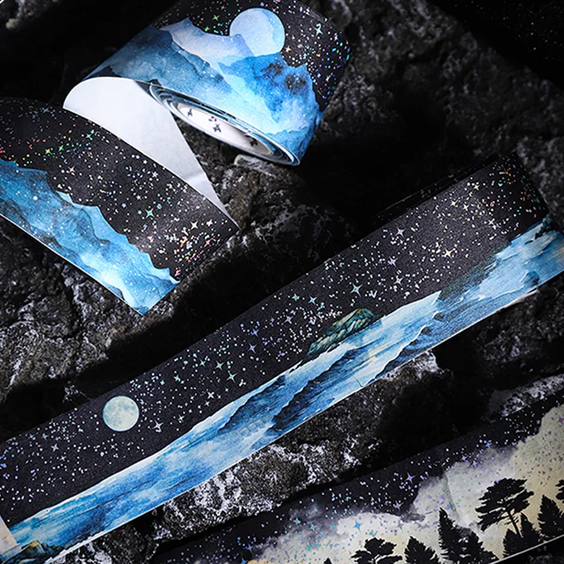 Mr Paper – ensemble de rubans de masquage washi Starry Night Aquascape, fournitures de papeterie, fournitures de journal, fournitures de scrapbooking