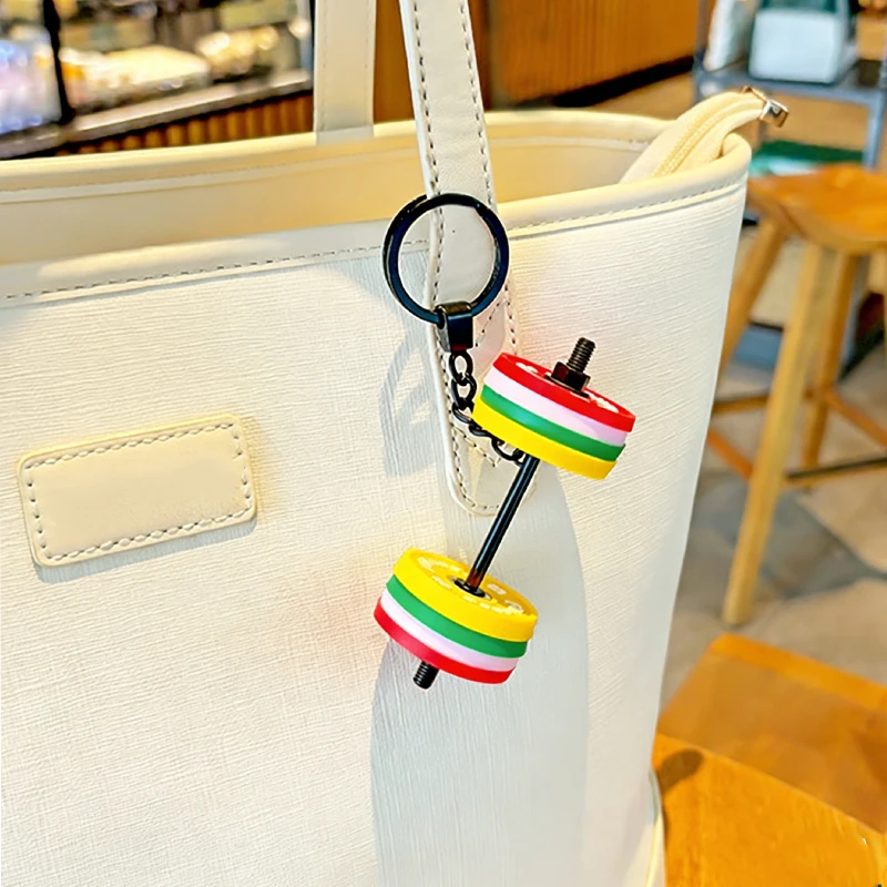 DIY Detachable Barbell Keychain - Mini Gym Weight Key Ring for Car Keys, Fitness Lover Gift for Women Bang Hanging Charm