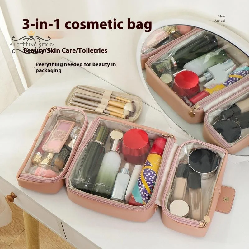 Portable Foldable Makeup Brushes Organizer Cosmetic Bag With Multiple Compartments Travel Toiletry Storage Pouch Cosmetic Tools