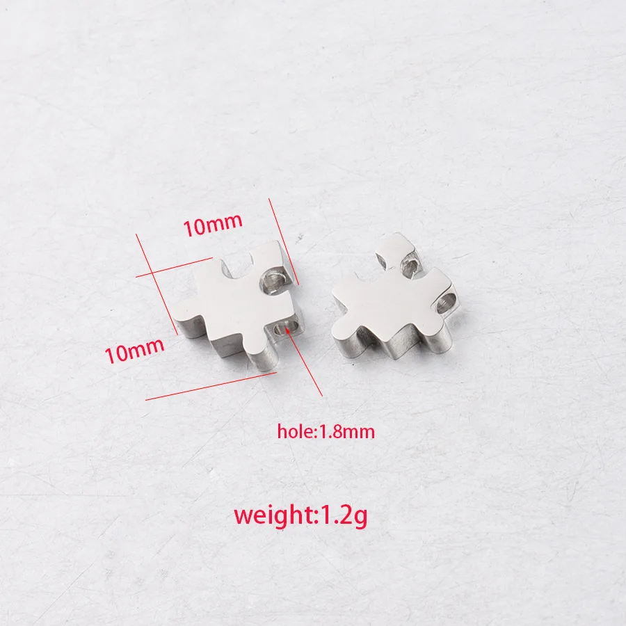 5Pcs 304 Stainless Steel 10x10mm Puzzle Beads Charms For DIY Bracelets Necklace