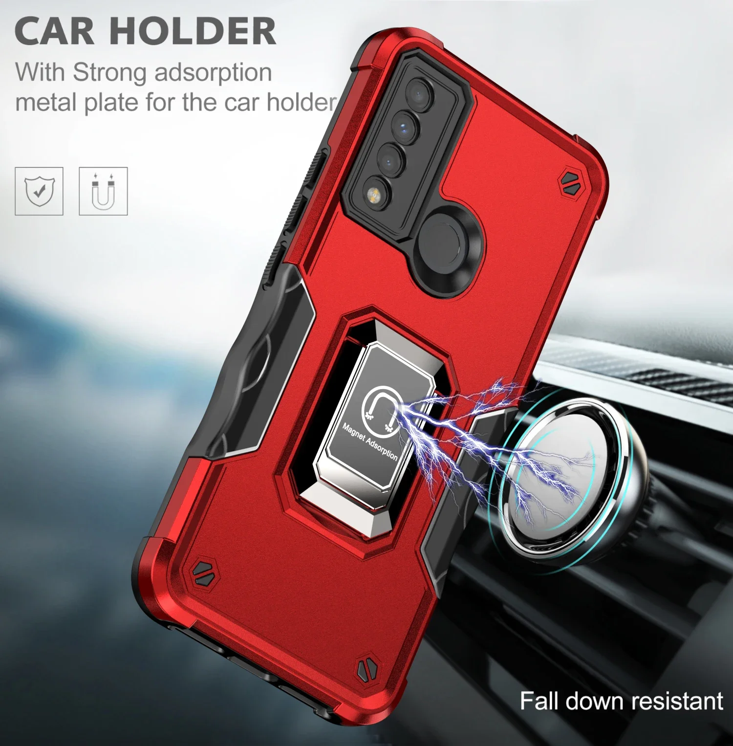 Armor Shockproof Case For TCL 20 XE Boost Mobile 20XE Metro Magnetic Metal Ring Holder Camera Lens Protection Phone Back Cover