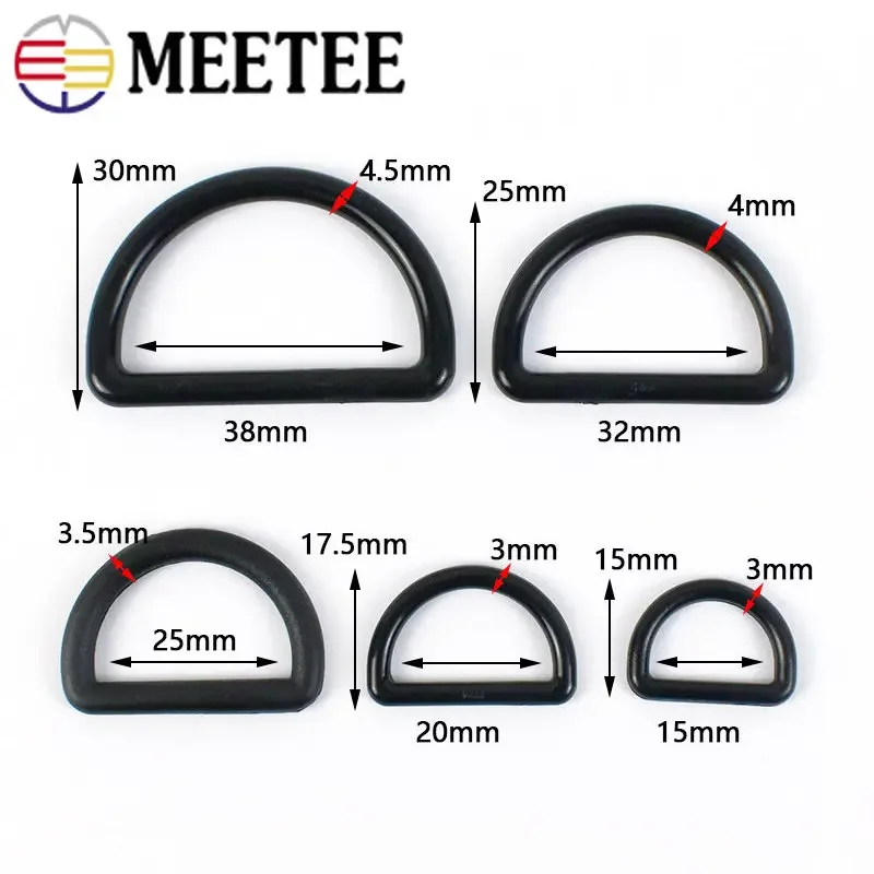 30/50Pcs Meetee 15-38mm Plastic D Ring Buckle Bag Strap Loop hook Backpack Webbing Keychain Connector Clasp DIY Sewing Accessory