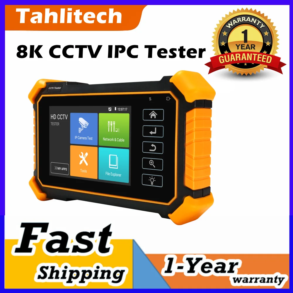 8K CCTV Tester Monitor 4-Inch Screen TVI CVI AHD H.265 IP Camera Testing with Wifi RJ45 UTP Cable Test PTZ Control And PoE Power