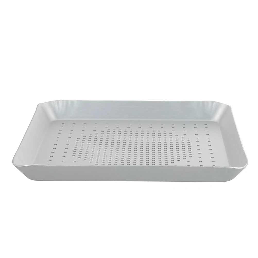 

1pc Punched Pizza Baking Tray Silver Aluminum Alloy Pizza Baking Tray for Oven Home Use Perforated Square Pan Easy Demoulding