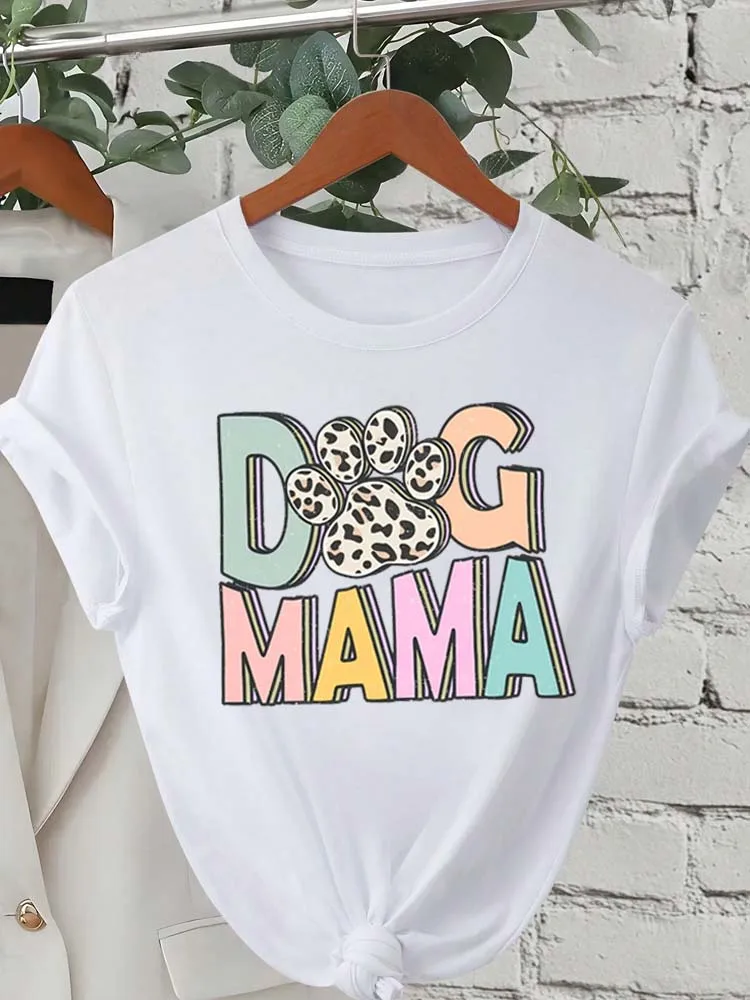 Trend Dog Mama T-shirt da donna stampate Moda Cartoon Stampa grafica T-shirt Abbigliamento Camicia femminile Manica corta T-shirt casual