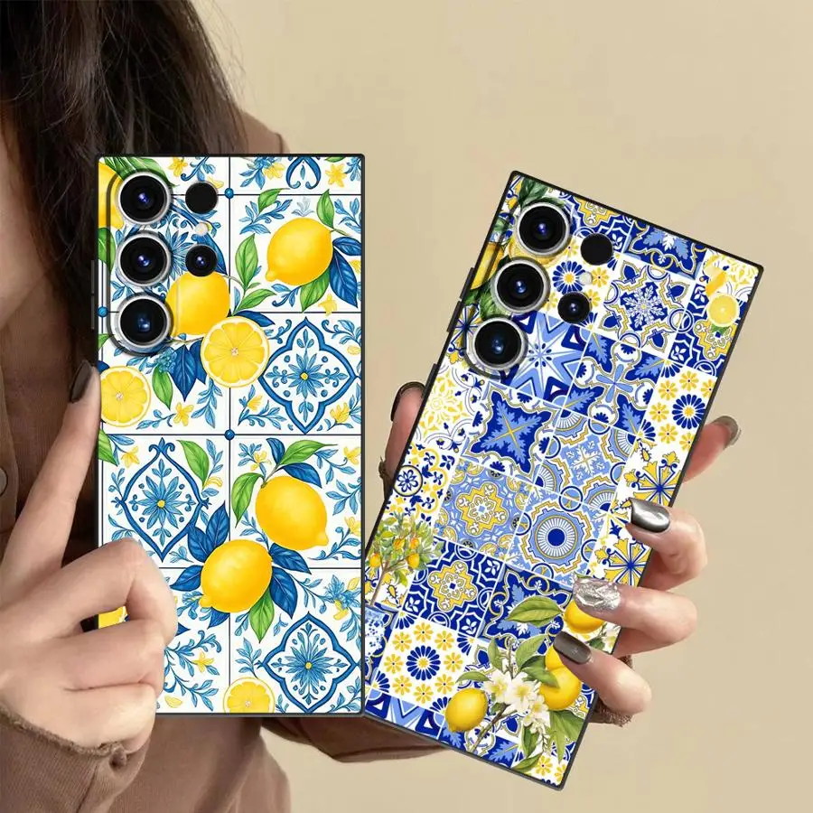 Phone Cover Case for Samsung Galaxy S26 Ultra S25 Plus S22 S24 Note 20 10 S20 FE S21 S23 Mediterranean Lemon Pattern